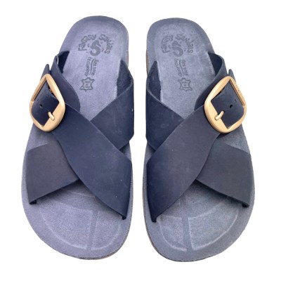 FANTASY SANDALS MISTI ciabatta per donna sabot scalzato flexsole blu con fibbia REGOLABILE