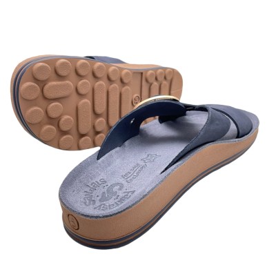 FANTASY SANDALS MISTI ciabatta per donna sabot scalzato flexsole blu con fibbia REGOLABILE