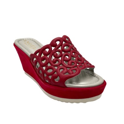 Angela Calzature Numeri Speciali scarpe a ciabatta in pelle colore rosso tacco alto 8-11 cm   Numeri piccoli donna 33,34 numeri speciali    