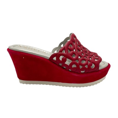 Angela Calzature Numeri Speciali scarpe a ciabatta in pelle colore rosso tacco alto 8-11 cm   Numeri piccoli donna 33,34 numeri speciali    