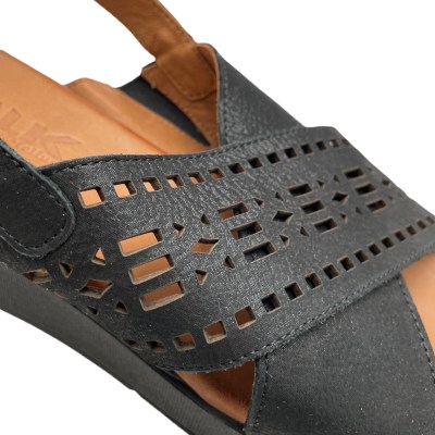 MELLUSO WALK K56007BK  sandalo per donna nero 41 e 42  con fascioni incrociati
