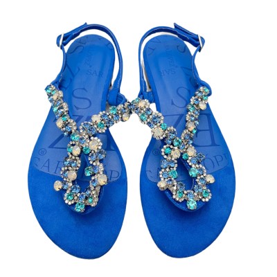 SARA LOPEZ De Fonseca sandalo gioiello infradito blue bluette per donna