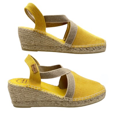 Toni Pons TERRA - V espadrillas giallo groc con elastico inscrociato sandalo chiuso ideale per piede sottile