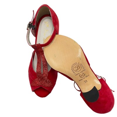 Angela Calzature Ballo special numbers Shoes Red chamois heel 6 cm