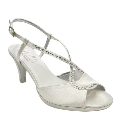 Melluso Elegance sandali in raso colore bianco tacco medio 4-7 cm   sposa bianco seta     