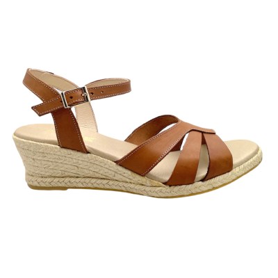 SHOES4ME sandalo per donna con zeppa in corda marrone 44 45