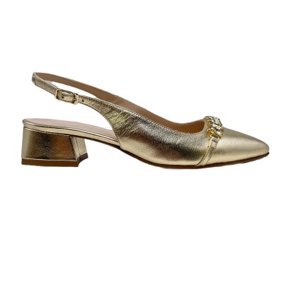 Angela Calzature Elegance  Shoes Gold leather heel 3 cm