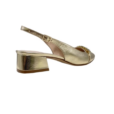 Angela Calzature Elegance  Shoes Gold leather heel 3 cm