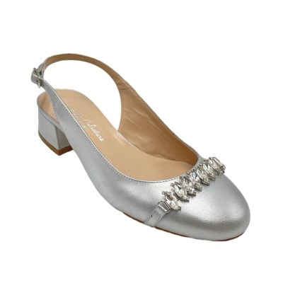 Angela Calzature Elegance  Shoes Grey leather heel 3 cm