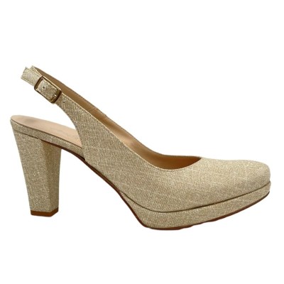 Angela Calzature Elegance  Shoes Beige tessuto galassia heel 7 cm