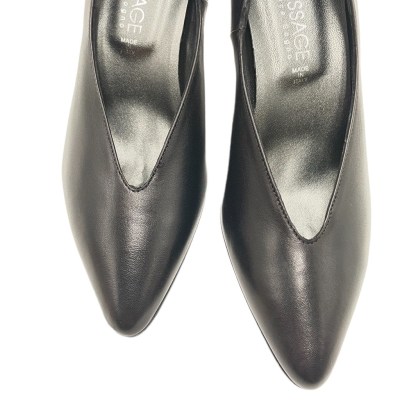 Soffice Sogno Elegance  Shoes black leather heel 6 cm