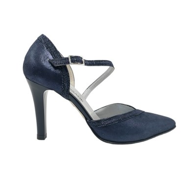 Soffice Sogno Elegance  Shoes Blue leather heel 9 cm