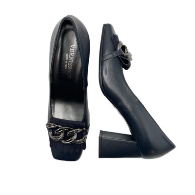 Soffice Sogno Elegance  Shoes Blue leather heel 8 cm
