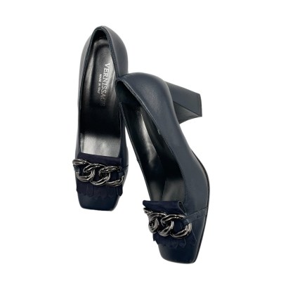 Soffice Sogno Elegance  Shoes Blue leather heel 8 cm