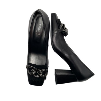 Soffice Sogno Elegance  Shoes black leather heel 8 cm