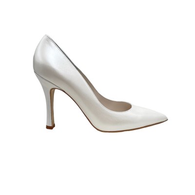 Angela calzature Sposa decollete in pelle colore bianco tacco alto 8-11 cm   sposa dal numero 33 e 34     