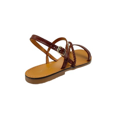 Les Tropeziennes sandali in pelle colore marrone tacco piatto fino a 1 cm   by moda Saint-Tropez     