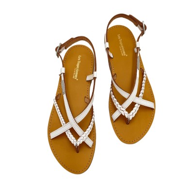 Les Tropeziennes sandali in pelle colore bianco tacco piatto fino a 1 cm   by moda Saint-Tropez     