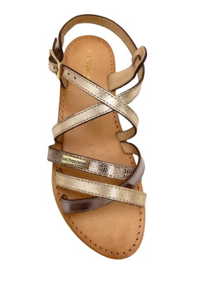 Les Tropeziennes sandali in pelle colore oro tacco basso 1-4 cm   by moda Saint-Tropez     