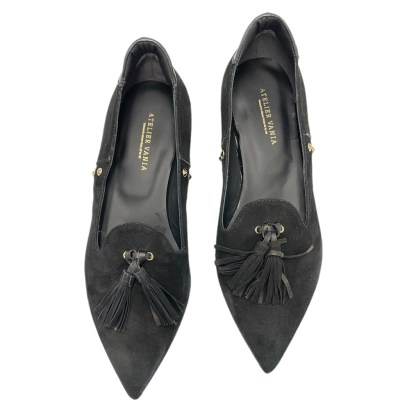 ATELIER VANIA  Shoes black chamois heel 2 cm