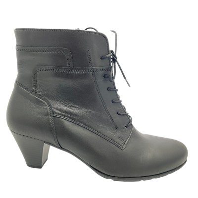 SHOES4me stivaletto in pelle  nero con  cerniera e lacci anckle boot 43