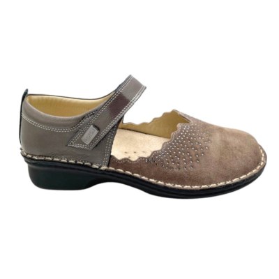 CALZATURIFICIO LOREN M2960 scarpa donna taupe tortora ballerina mary jane soletta estraibile