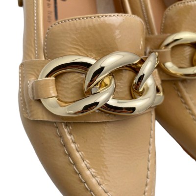 MELLUSO V207 mocassino scarpa donna accollata in vernice con maxi catena super chic 33 34 42 43 44