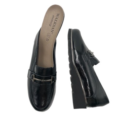 SUSIMODA  Shoes black leather heel 3 cm