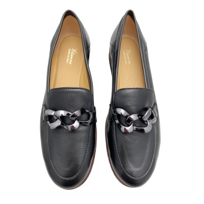 ETIENNE 57 scarpa donna mocassino con maxi morsetto  nero made in Italy