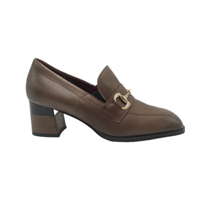 Angela Calzature mocassini in pelle colore marrone tacco medio 4-7 cm   donna dal 32 al 44 numeri speciali    