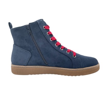 JANA stivaletti in ecocamoscio colore blu tacco piatto fino a 1 cm   vegan shoes dal 42 al 45 donna     