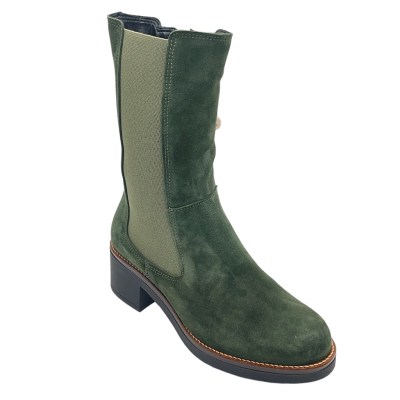 SUSIMODA stivali a metà polpaccio in camoscio colore verde tacco medio 4-7 cm   protettivi,caldi, comodi, alla moda     