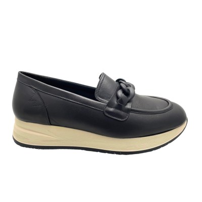 MELLUSO WALK R25066 MOCASSINO accollato slip on per donna nero con catena soletta estraibile 42