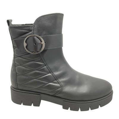 GABOR 92.742.92  stivaletto per donna anckle boot nero con cerniera 42,5 43 44 ricamato fibbia