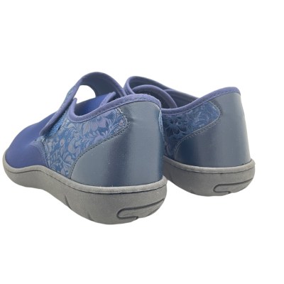 SHOES4ME 5278 pantofola a strappo in cotone elasticizzato blu soletta estraibile fisioterapia 42