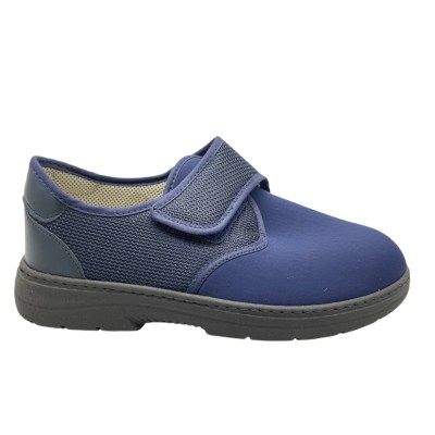 SHOES4ME 5765 pantofola a strappo in cotone elasticizzato blu soletta estraibile fisioterapia 47