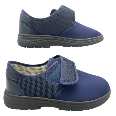 SHOES4ME 5765 pantofola a strappo in cotone elasticizzato blu soletta estraibile fisioterapia 47