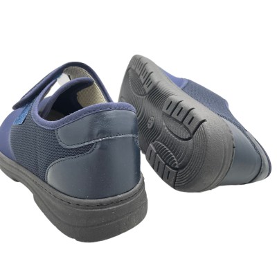 SHOES4ME 5765 pantofola a strappo in cotone elasticizzato blu soletta estraibile fisioterapia 47