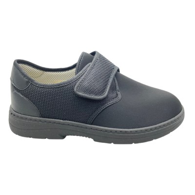 SHOES4ME 5765 pantofola a strappo in cotone elasticizzato nero soletta estraibile fisioterapia 47