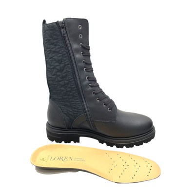 Calzaturificio Loren C4024 anfibio polacchino nero per donna anckle boot con lycra forma large