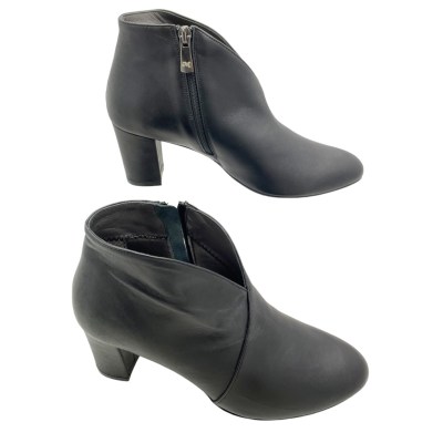 MELLUSO Z420 accollato anckle boot stivaletto per donna nero tacco scollo a V