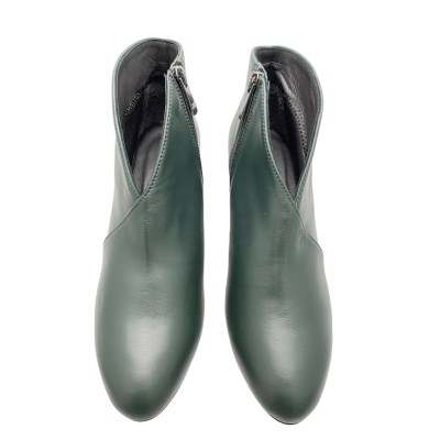 MELLUSO Z420 accollato anckle boot stivaletto per donna verde tacco scollo a V 33