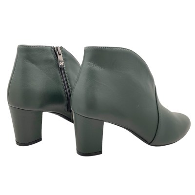 MELLUSO Z420 accollato anckle boot stivaletto per donna verde tacco scollo a V 33