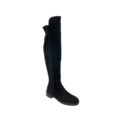 Angela Calzature stivali al ginocchio in camoscio colore nero tacco basso 1-4 cm   stile e femminilità     