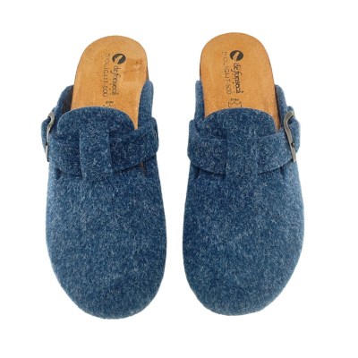 DEFONSECA pantofole ciabatte in lana cotta colore blu tacco basso 1-4 cm   comfort e calore     
