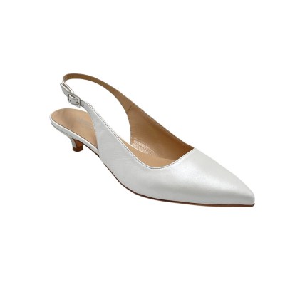 Angela calzature Sposa  Shoes White pelle perlata heel 3 cm