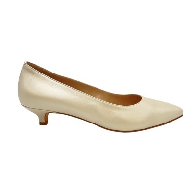 Angela calzature Sposa decollete in pelle perlata colore avorio tacco basso 1-4 cm   sposa linea pulita     