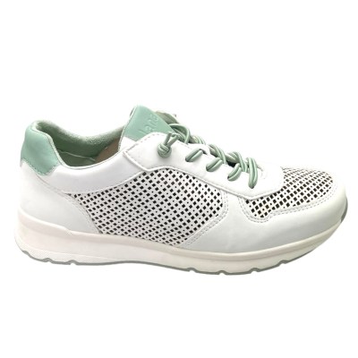 JANA 8-23668-20 100 sneaker scarpa donna lacci elastico slipon trafori bianco verde