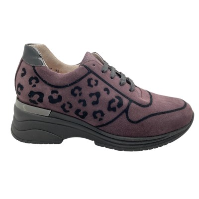 LOREN A1144 sneaker con zeppa scarpa donna lacci bordeaux animalier soletta estraibile