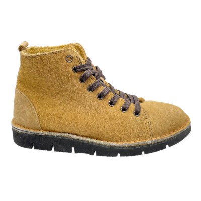 NATURAL WORLD ECO 7221 933  giallo senape  polacchino lacci ANCKLE BOOT